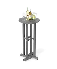 21.5 Inch Round Bar Table Patio Hdpe Bar Height Dining Table with Slatted Tabletop