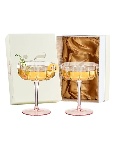 The Wine Savant Flower Coupe Cocktail Glasses, Set of 2
