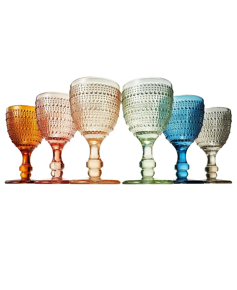 The Wine Savant Khen Vintage Hobnail Goblet Wine Glasses, Set of 6