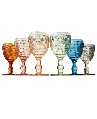 The Wine Savant Khen Vintage Hobnail Goblet Wine Glasses, Set of 6