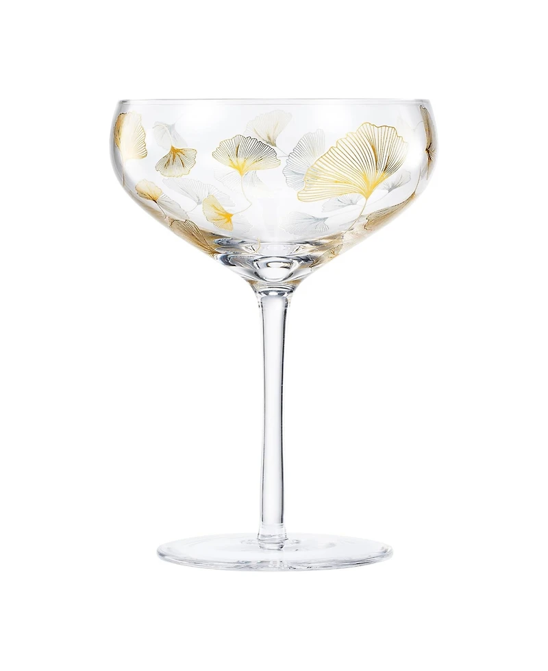 The Wine Savant Vintage Ginkgo Leaf Champagne Coupe Glasses, Set of 2
