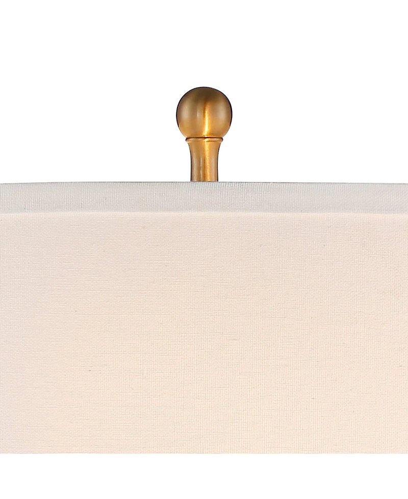 Vienna Full Spectrum Rolland Traditional Table Lamps 30" Tall Set of 2 Antique Brass Crystal Off White Drum Shade for Bedroom Living Room Nightst