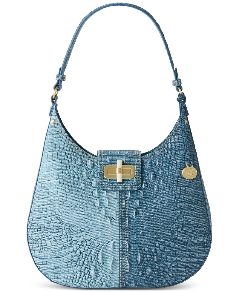 Brahmin Fallon Denim Secour Medium Leather Shoulder Bag