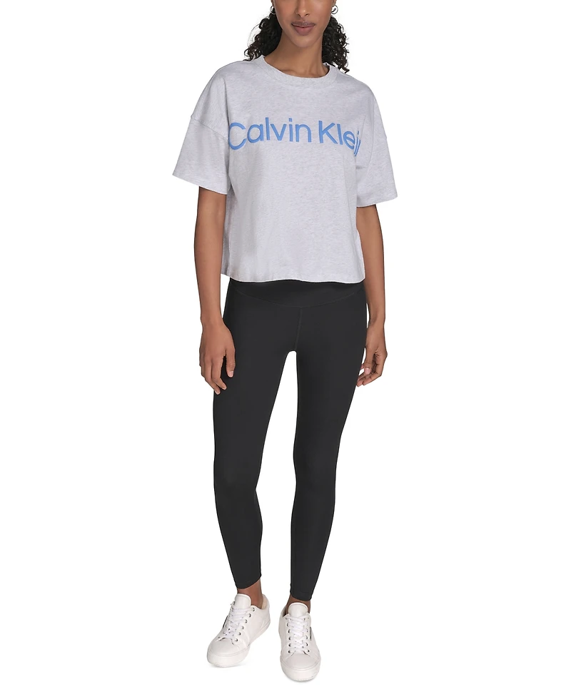 Calvin Klein Performance Women's Cotton Raised Logo Cropped T-Shirt