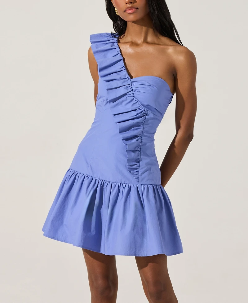 Astr the Label Women's Asymmetrical Ruffled Cotton Mini Dress
