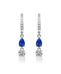 Elegant Two-Stone Dangle Huggie Earrings