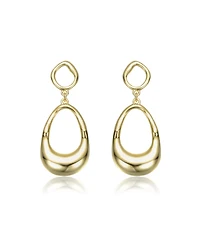 14K Gold Plated Organic Circle and Pear Dangle Earrings