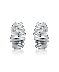 Waffled Wave Chunky Earrings in White Gold Plated or 14K Gold Plated