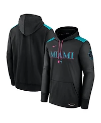 Nike Men's Black Miami Marlins 2025 City Connect Authentic Collection Therma Pullover Hoodie