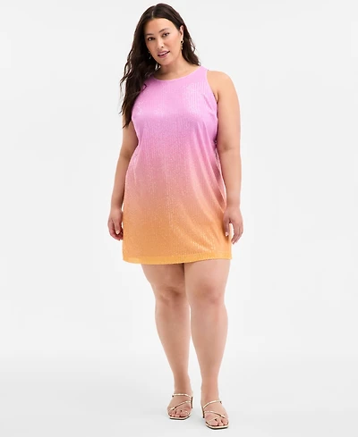 On 34th Plus Ombre Sleeveless Sequin Shift Dress, Exclusively at Macy's