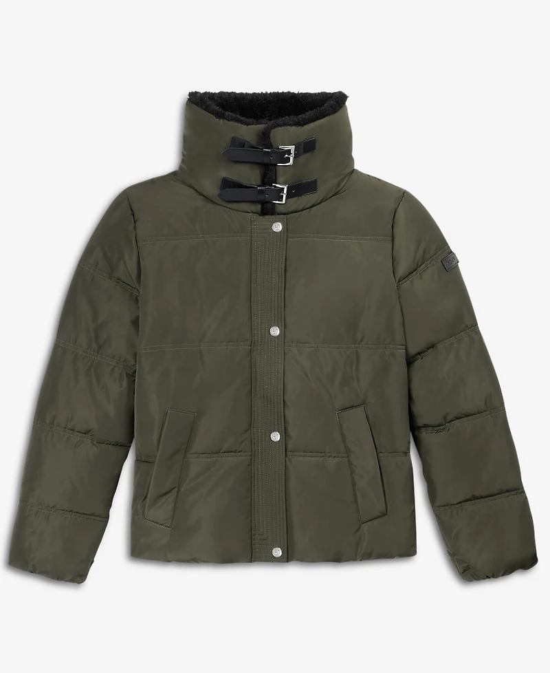 Dkny Women's Faux-Fur-Collar Zip-Front Puffer Coat