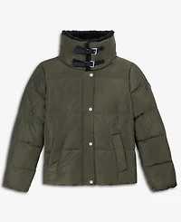 Dkny Women's Faux-Fur-Collar Zip-Front Puffer Coat