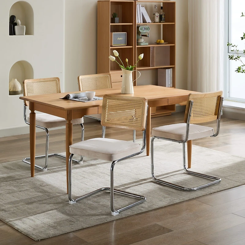 Streamdale Furniture Rattan and Velvet Upholstered Office Chair with Steel Frame