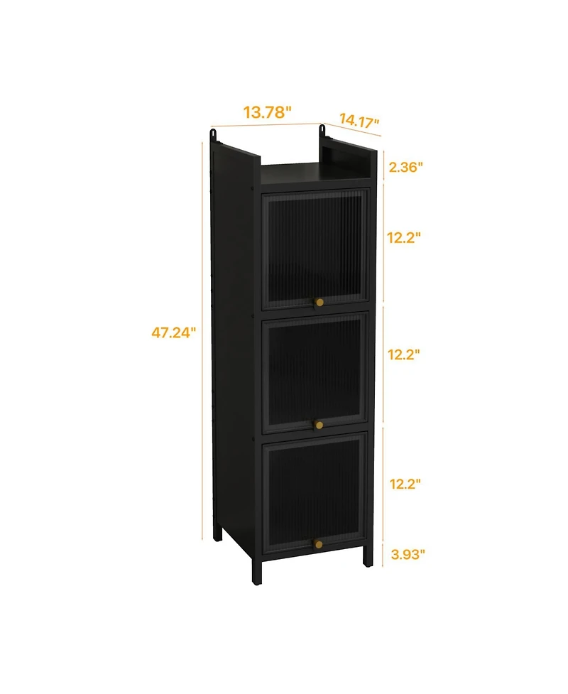 Streamdale Modern Glass Door Cabinet with Multi-tier Storage (Entryway, Living Room, Bathroom, Dining Room