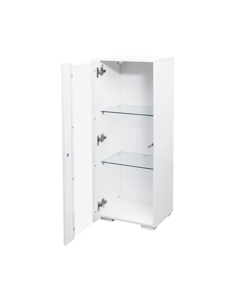 Streamdale Storage Cabinets with aluminum strip lamp,with Glass Shelves, for Living Room/Bedroom/Office