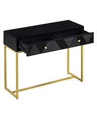 Streamdale Modern Sleek Console Table Two Drawers with Stripe Design for Living Room and Entryway