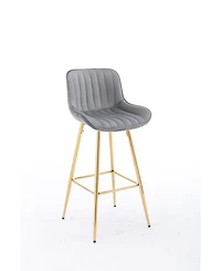 Streamdale Velvet Bar Stools, Golden Leg