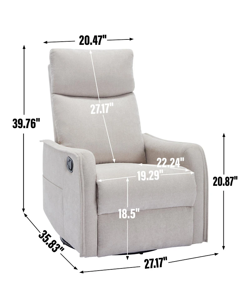 Streamdale Heat Massage Manual Recliner Chair with Rocker and Swivel in Fabric for Living Room