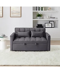 Streamdale 54.33 inch versatile foldable sofa bed in 3 lengths, modern sofa sofa sofa velvet pull-out bed, adjustable back (Gray)