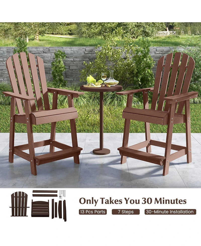 Hdpe Patio Chair with Armrest and Footrest for Indoor Outdoor