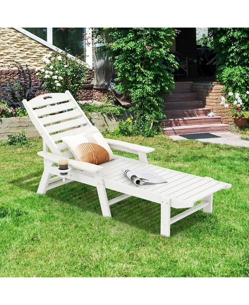Patio Chaise Lounge Chair with 4 Position Backrest