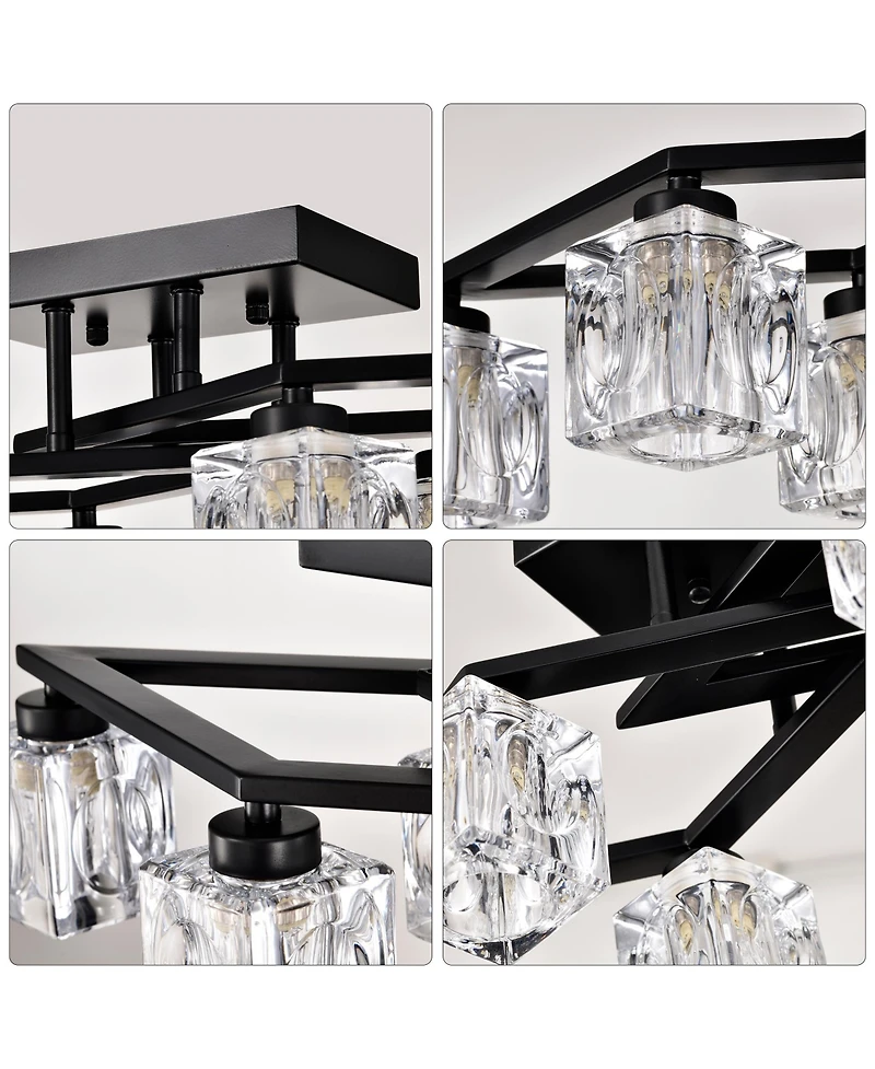 6-Light Crystal Ceiling Lamp for Dining Room, Modern Entryway Light