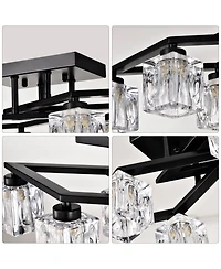 6-Light Crystal Ceiling Lamp for Dining Room, Modern Entryway Light