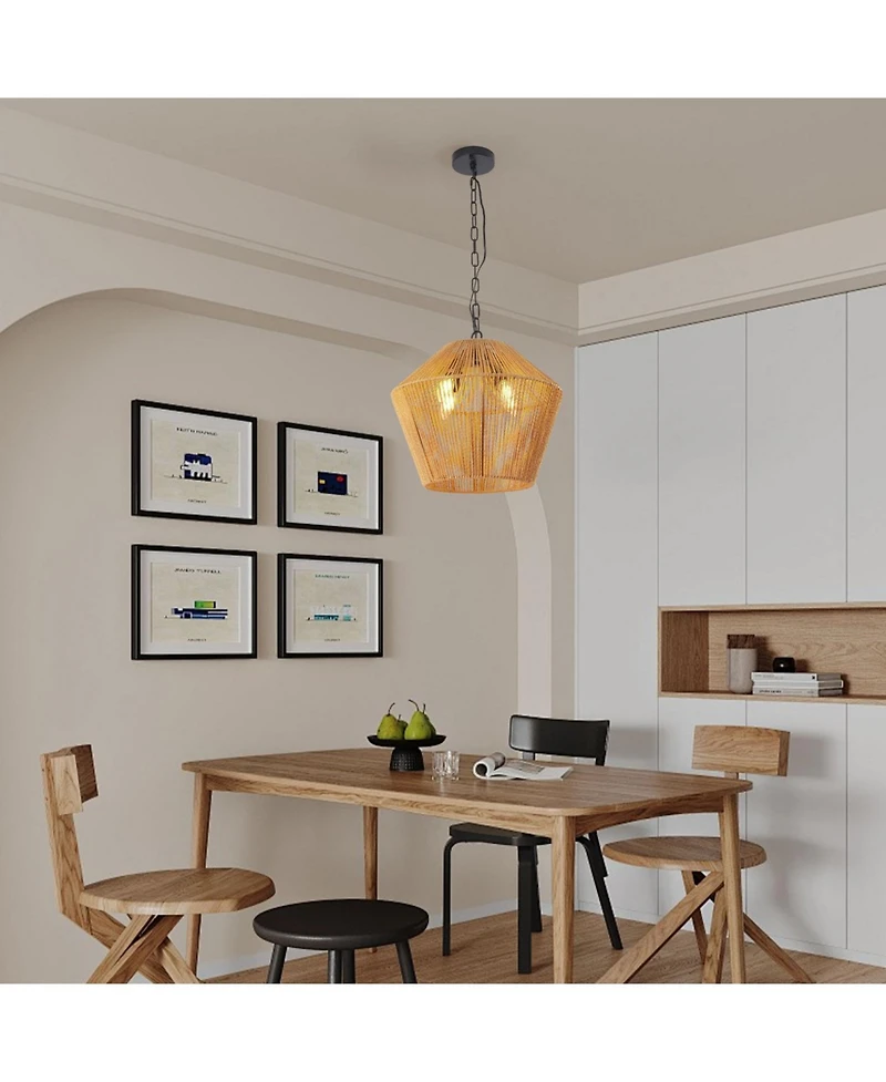 Streamdale Boho Hemp Rope Pendant Light for Kitchen or Home