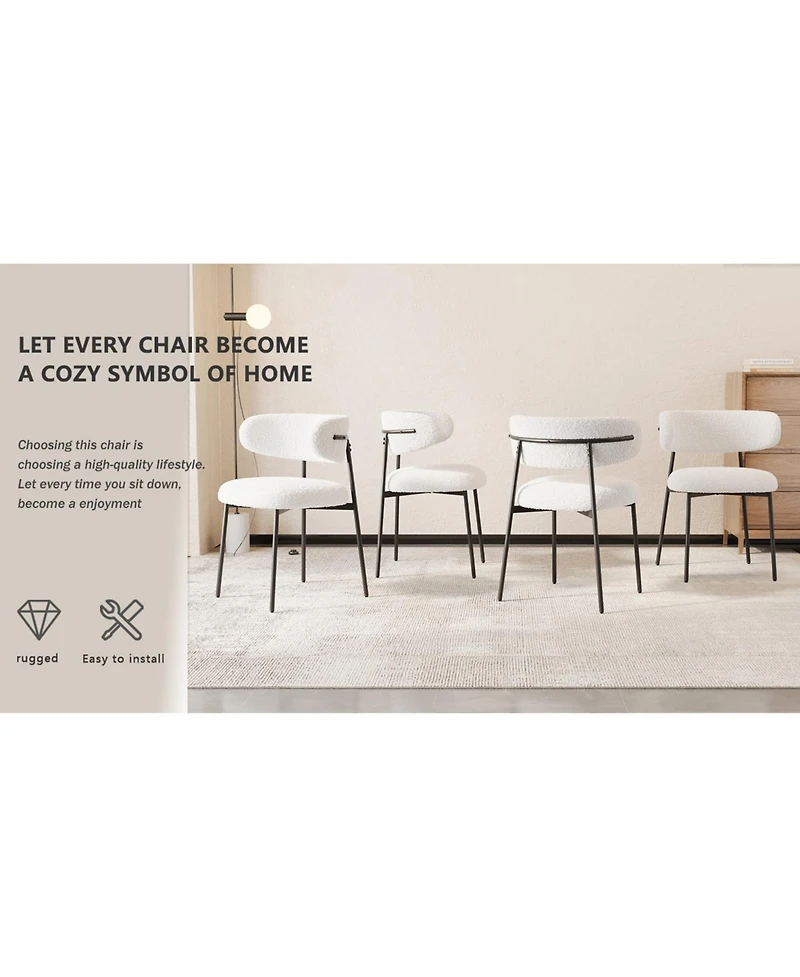 Streamdale 4-Piece Velvet Dining Chairs with Metal Legs