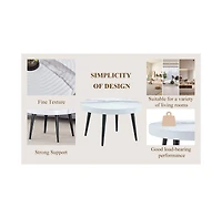 Streamdale Elegant Marble Round Coffee Table with Black Metal Legs