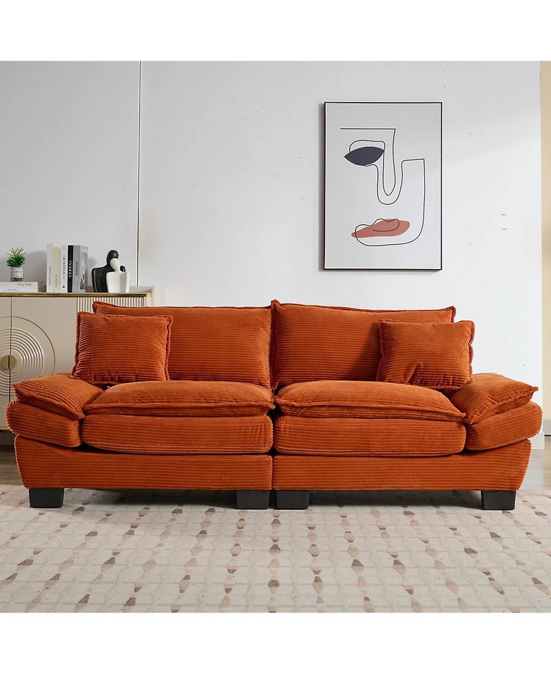 Streamdale Comfy Corduroy Sleeper Sofa with Pillows for Home or Office