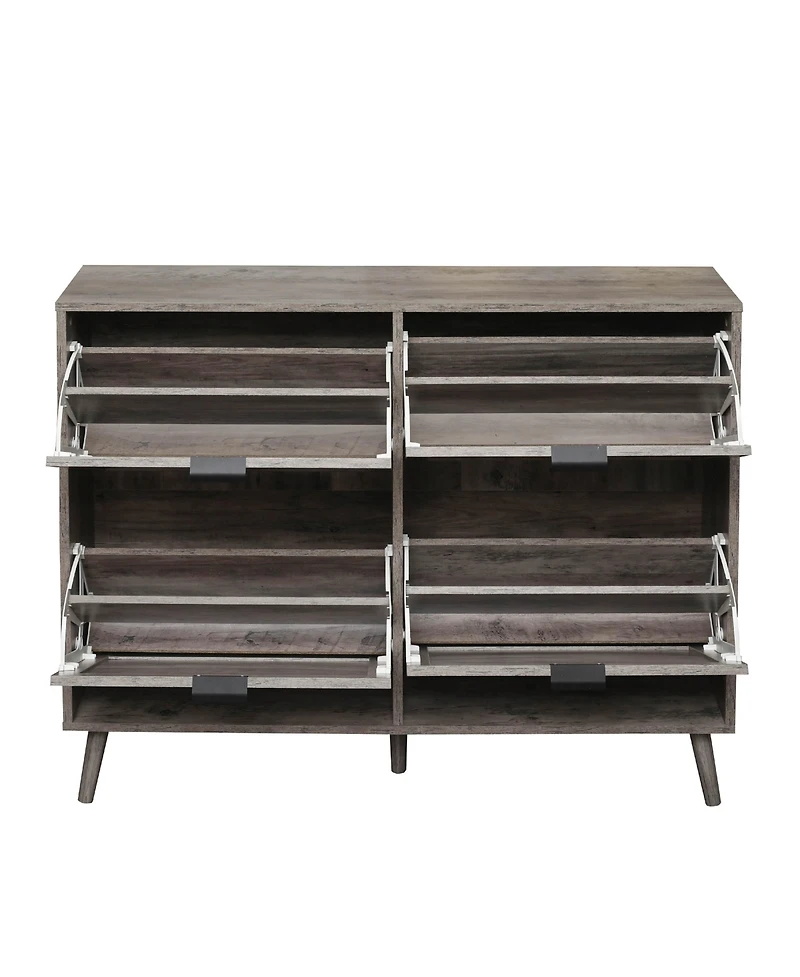 4 Door Shoe Rack, Freestanding Modern Shoe Storage Cabinet, for Entryway