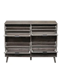 4 Door Shoe Rack, Freestanding Modern Shoe Storage Cabinet, for Entryway