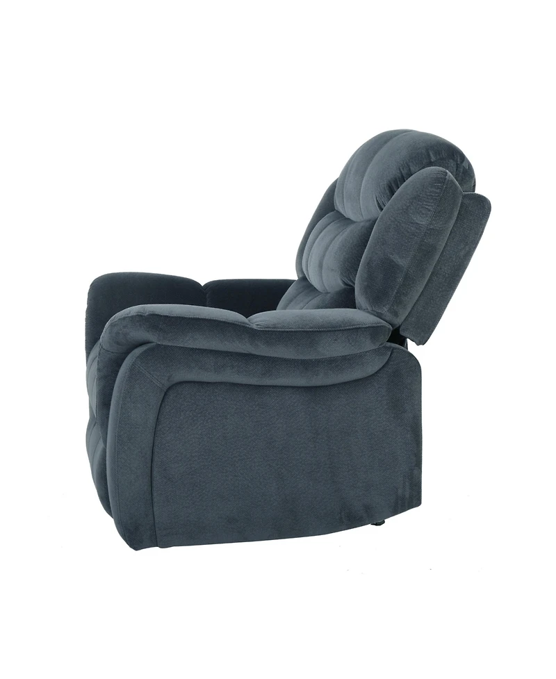 Streamdale Oversized Glider Recliner with Steel Gray Plush Fabric for Timeless Comfort