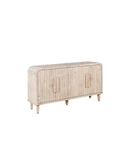 Streamdale 59" Farmhouse Sideboard, Vertical Grain Carving, Adjustable Shelves, Natural Wood