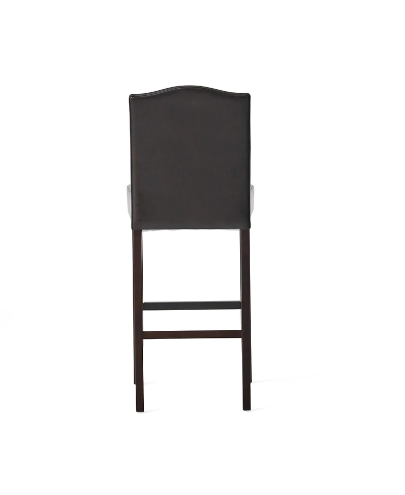 Streamdale Walnut Brown Reconstituted Bycast Leather Barstools with Rubberwood Legs (Set of 2)