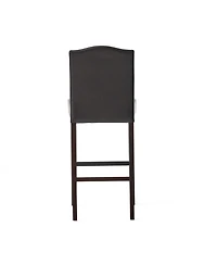 Streamdale Walnut Brown Reconstituted Bycast Leather Barstools with Rubberwood Legs (Set of 2)