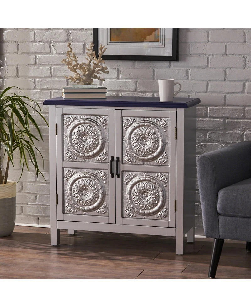 Elegant Firwood Cabinet With Carved Panels And Ample Storage