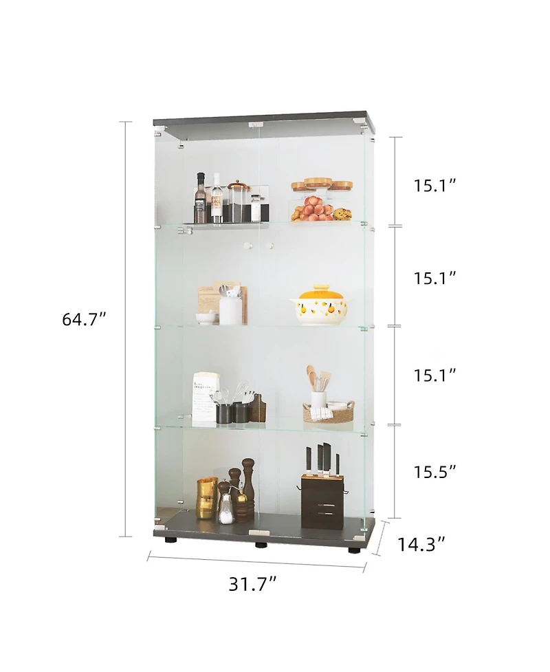 Streamdale Black 4-Shelf Glass Display Cabinet