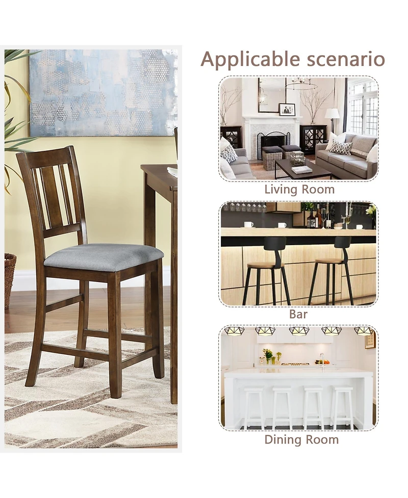 Streamdale Counter Height Dining Chairs (4) with Walnut Padded Seat