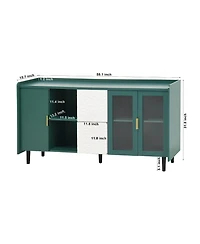 Streamdale Green Kitchen Storage Cabinet with Drawers, Shelves, Glass Doors
