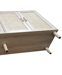 62.20" Elegant and Functional 4-Door Rattan Decorative Storage Cabinet, for Bedroom, Living Room, Office, Easy Assembly(Same Sku:W757133282)