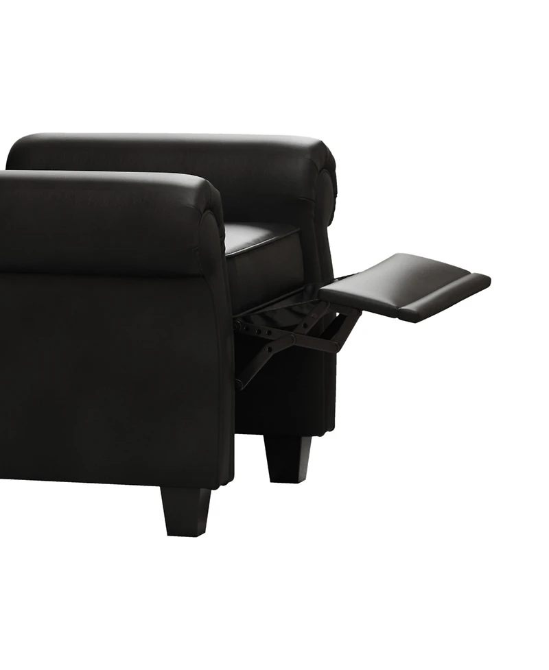 Modern Tufted Push Back Armchair Technical Leather Chair, Adjustable Single Sofa Chair with Sturdy Wood Legs for Bedroom, Living Room