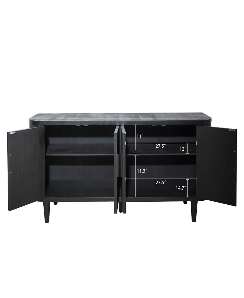 Modern Accent Cabinet with Adjustable Shelves and 4 Doors