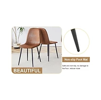 Industrial Walnut Dining Set: 71" Table + 8 Brown Chairs