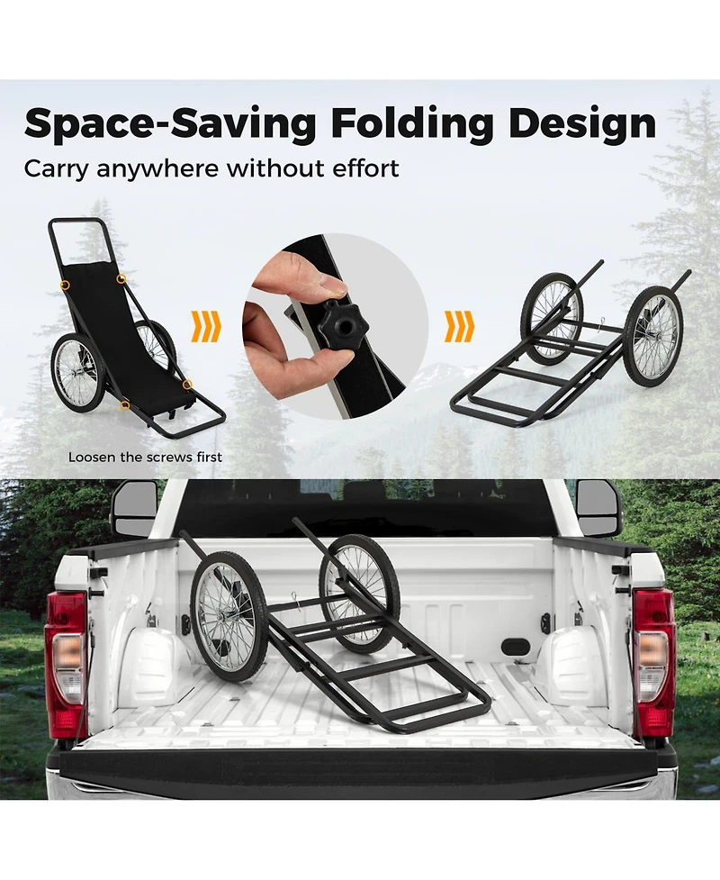 550 Lbs Folding Deer Game Cart with Polyester Liner for Hunting