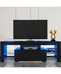 Streamdale Furniture Modern 55" Tv Stand with Glass Shelf and Glossy Front