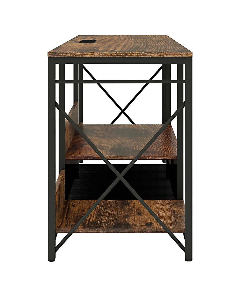 Streamdale Sleek Tv Stand with Led Lights, Fabric Drawers, and Storage Shelves