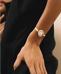 Movado Women's Museum Oval Bangle Swiss Quartz Yellow Pvd Watch, 22 x 26mm