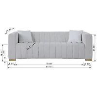 Streamdale Modern Chesterfield Sofa, White, 3-Seater